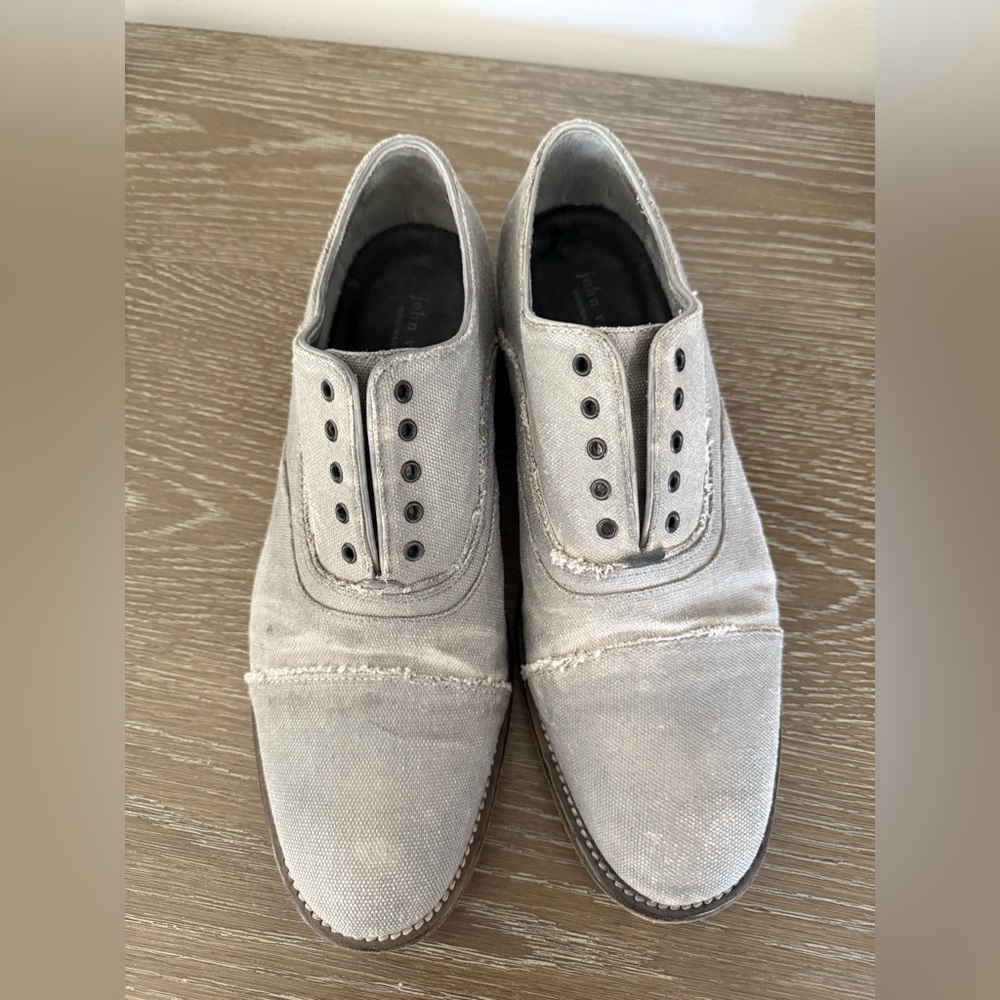 John Varvatos Light Gray Canvas Shoes